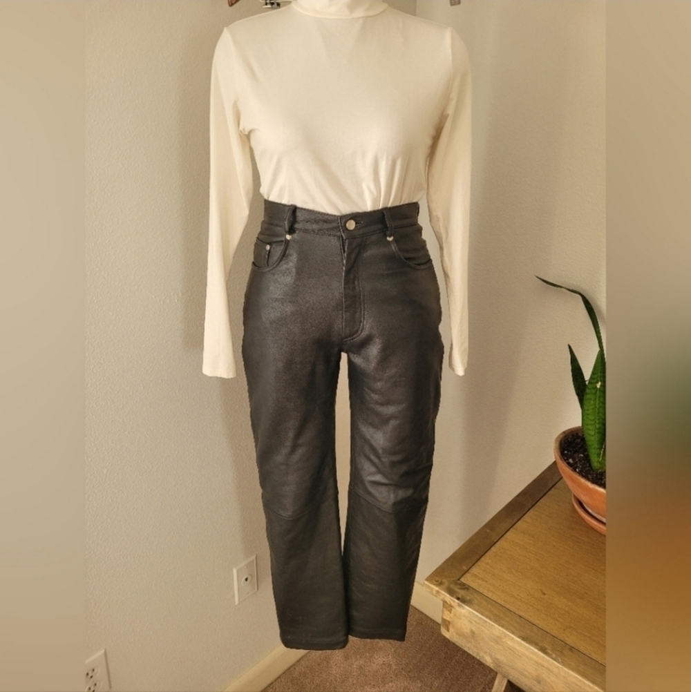 Vintage ChocolateBrown Leather High Waisted Skinnies Saguaro India Leather Pants